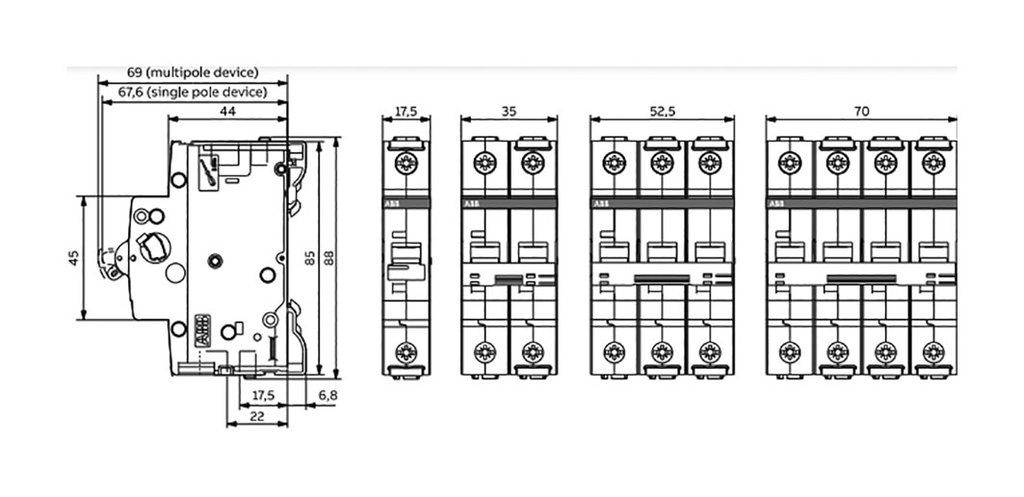 Circuit breaker; for DIN rail mounting; Charact: B; S300; MCB