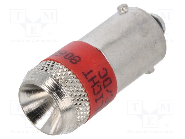 LED lamp; Colour: red; Cap: BA9S; 230VAC; 230VDC