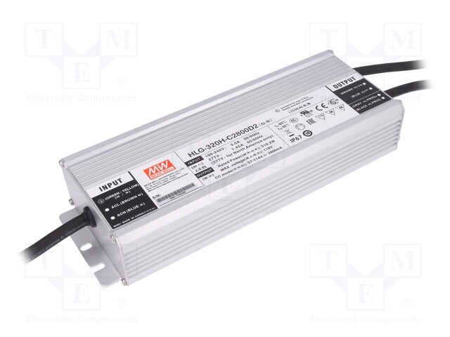Power supply: switched-mode; LED; 318.5W; 46÷91VDC; 2.8A; IP67