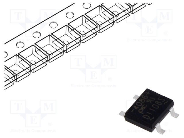 Bridge rectifier: single-phase; Urmax: 800V; If: 1A; Ifsm: 30A; SMT