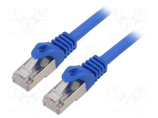 Patch cord; S/FTP; 6a; solid; Cu; LSZH; blue; 10m; 27AWG; Cablexpert