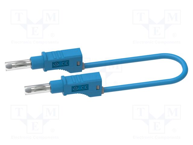 Test lead; banana plug 4mm,both sides; with sliding cover; blue