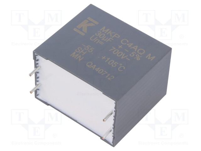 Capacitor: polypropylene; DC-Link; 30uF; ESR: 3.6mΩ; THT; ±5%; 19.9A