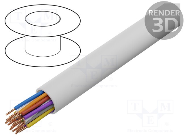 Wire; YTKSY; telecommunication; solid; Cu; 12x2x0,5mm2; PVC; white