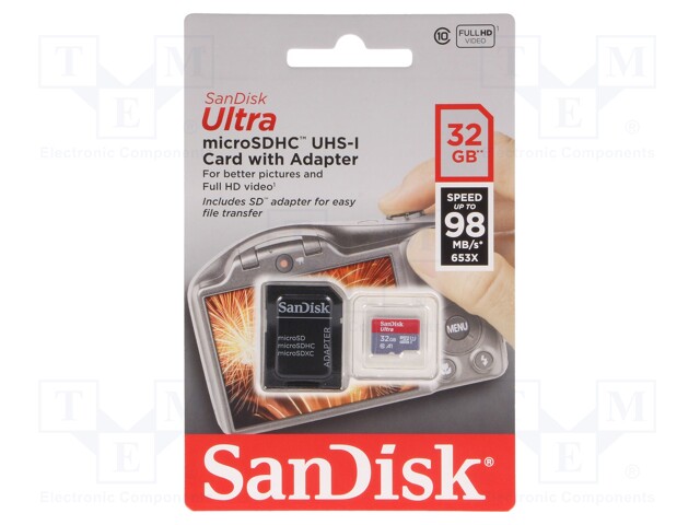 Memory card; Android,Ultra; SD HC Micro; 32GB; 98MB/s; UHS I