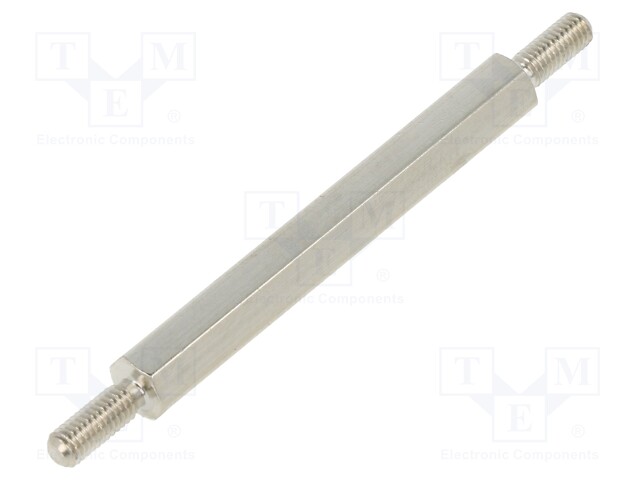 Screwed spacer sleeve; 40mm; Ext.thread: M3; hexagonal; brass
