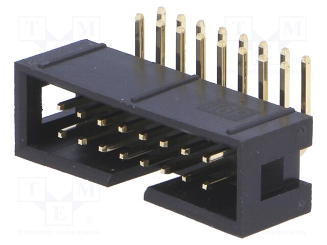 Socket; IDC; male; PIN: 16; angled 90°; THT; gold-plated; 2.54mm