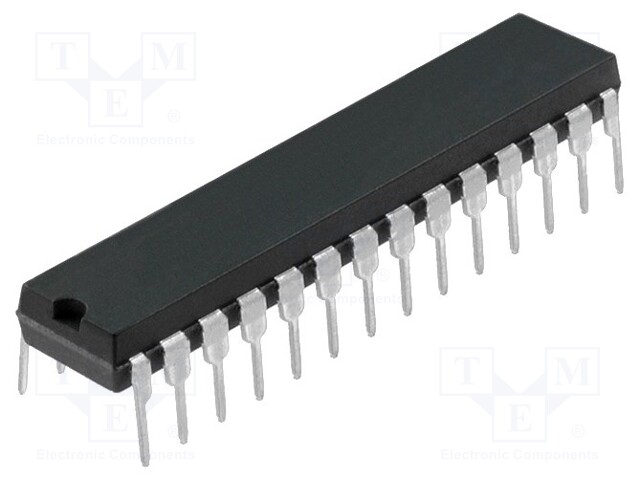 PIC microcontroller; Memory: 14kB; SRAM: 512B; EEPROM: 256B; THT