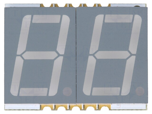 Display: LED; 7-segment; 14.22mm; 0.56"; No.char: 2; red; 8.6÷16mcd