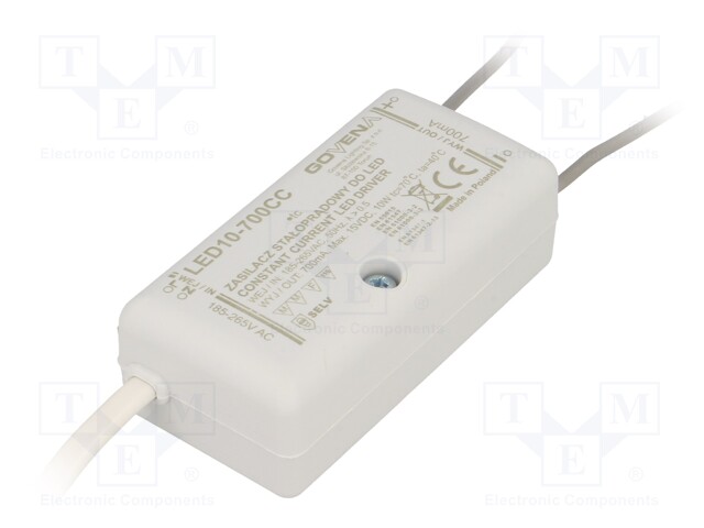 Power supply: switched-mode; LED; 10W; 2÷15VDC; 700mA; 185÷265VAC