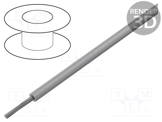 Wire; stranded; Cu; 22AWG; PTFE; grey; 305m; CPR: no classification