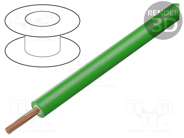 Wire; Silivolt®-2V; stranded; Cu; 1x1mm2; silicone; green; 1.5kV