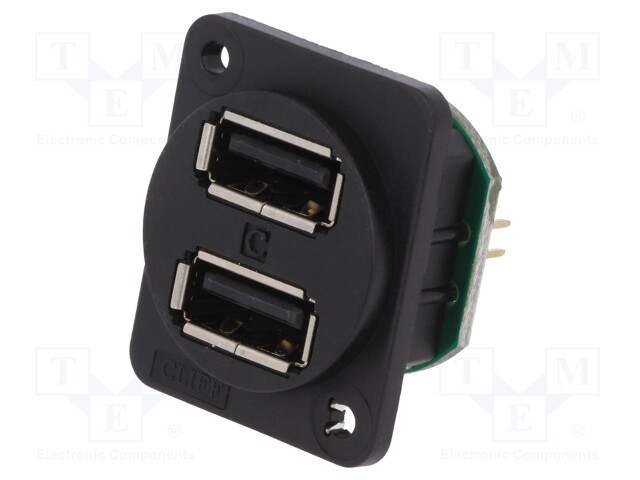 Socket; USB A; for panel mounting,plain screw hole,screw