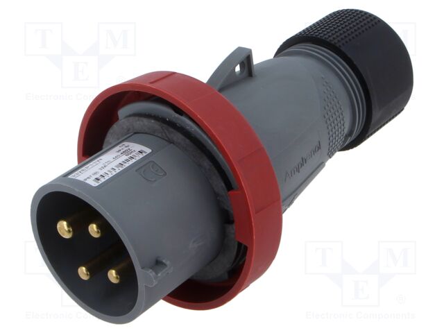 Connector: AC supply 3-phase; plug; male; straight; for cable