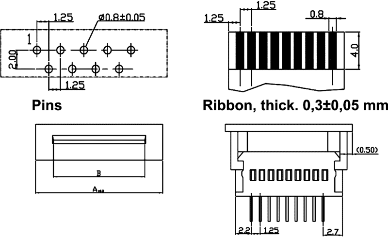 Connector: FFC (FPC); straight; PIN: 26; ZIF; THT; Cable ph: 1.25mm