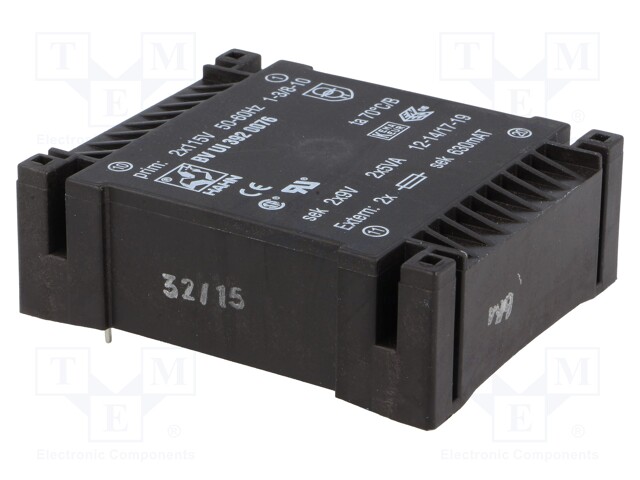 Transformer: encapsulated; 10VA; 115/115VAC; 9V; 9V; 556mA; 556mA