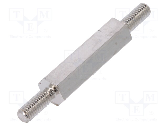 Screwed spacer sleeve; 20mm; Ext.thread: M3; hexagonal; brass