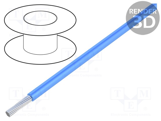 Wire; UL1015,UL1230; stranded; Cu; 16AWG; blue; PVC; 600V; 30,5m