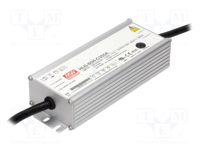 Power supply: switched-mode; LED; 70W; 100÷200VDC; 210÷350mA; IP65