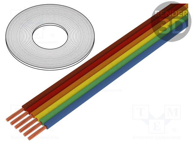 Wire: ribbon; stranded; Cu; 8x0,12mm2; unshielded; PVC; 300V; 50m
