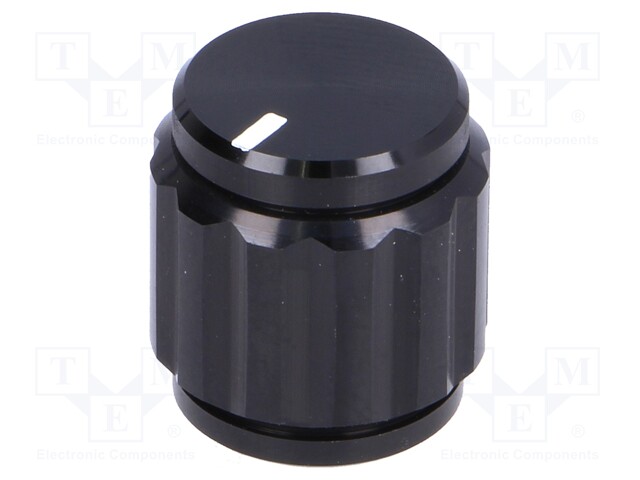 Knob; with pointer; aluminium; Shaft d: 6.35mm; Ø15x16.5mm; black