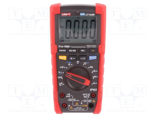 Digital multimeter; LCD; (6000); VDC: 600mV,6V,60V,600V,1kV; IP65