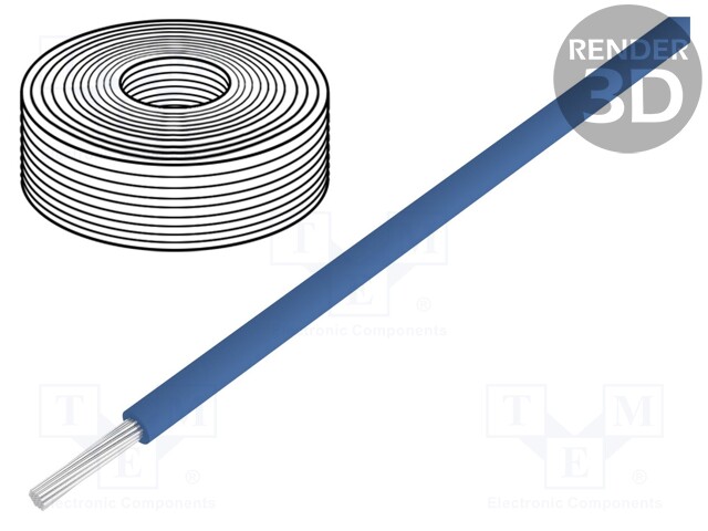 Wire; stranded; Cu; 0.04mm2; PVC; blue; 60V; 10m; 1x0.04mm2