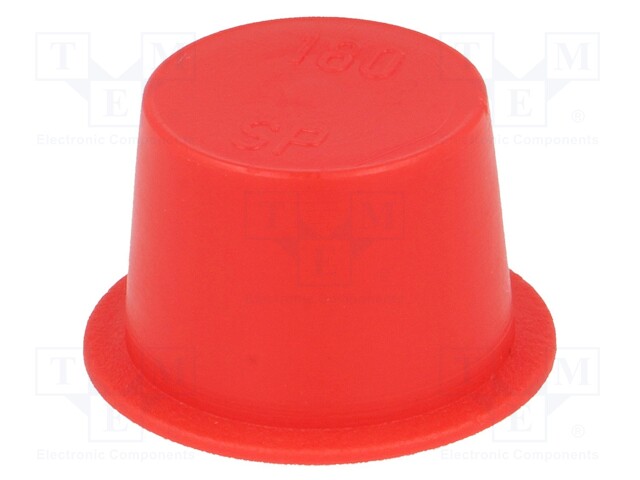 Plugs; Body: red; Out.diam: 27.2mm; H: 13.8mm; Mat: LDPE; Shape: round