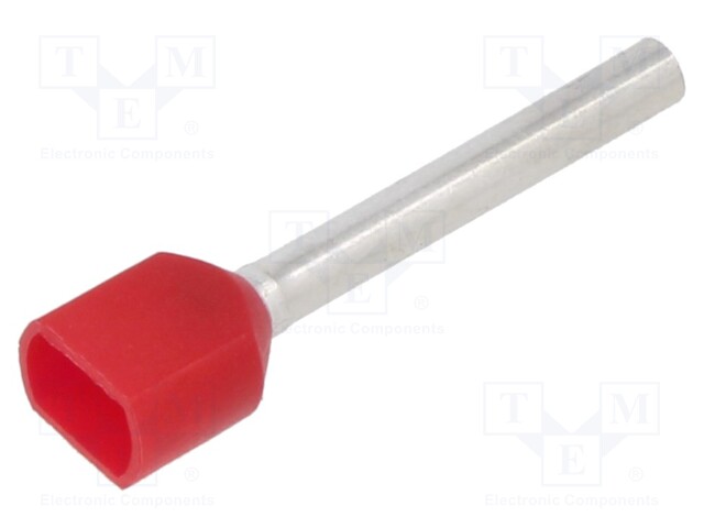 Tip: bootlace ferrule; insulated,double; copper; 1mm2; 18mm; red