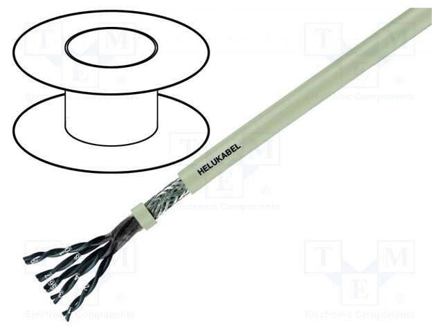 Wire; LiYCY-P; 2x2x1mm2; tinned copper braid; PVC; grey; 350V
