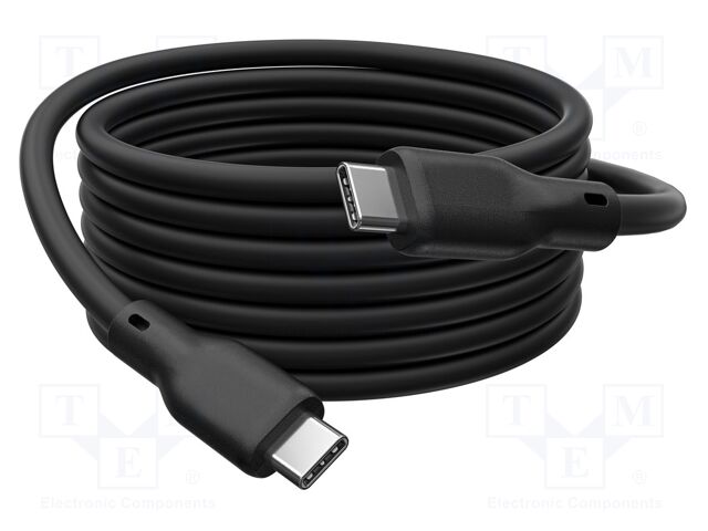 Cable; USB 4.0; USB C plug,both sides; nickel plated; 2m; black