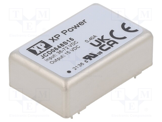Converter: DC/DC; 6W; Uin: 36÷72V; 15VDC; Mounting: THT; Series: JCD