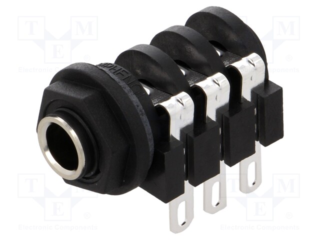 Socket; Jack 6,35mm; female; stereo; with double switch; tinned