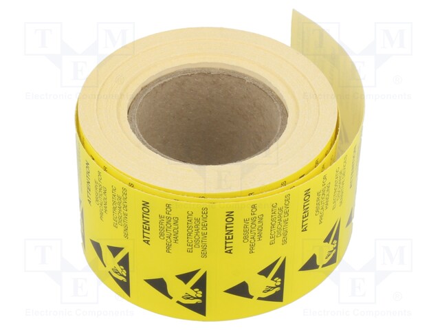Self-adhesive label; ESD; 25x50mm; 1000pcs; yellow