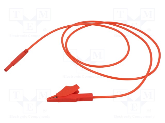 Test lead; 10A; banana plug 2mm,aligator clip; insulated; Len: 1m