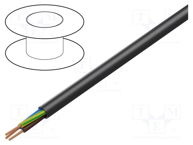 Wire; H03VV-F; 3G0.75mm2; stranded; Cu; PVC; black; 300V; Class: 5