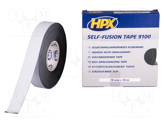 Tape: self-amalgamating; black; 19mm; L: 10m; Thk: 500um; max.90°C