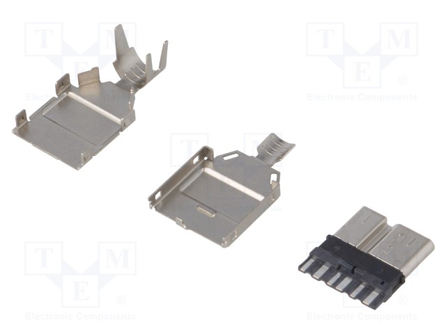 Plug; USB B micro; for cable; soldering; straight; USB 3.0; 1A; 30V