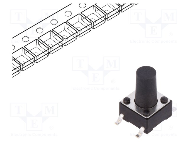 Microswitch TACT; SPST-NO; Pos: 2; 0.05A/12VDC; SMT; none; 1.6N
