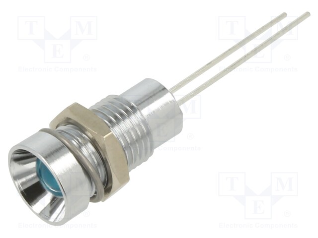 Indicator: LED; recessed; blue; 4.5VDC; Ø8mm; 2pin; metal