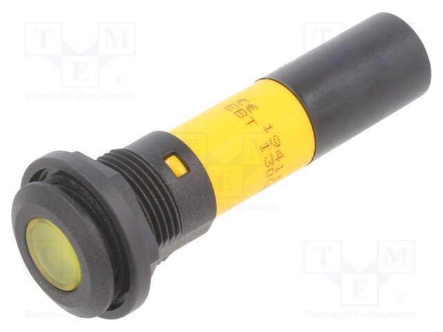 Indicator: LED; flat; yellow; 130VDC; Ø16mm