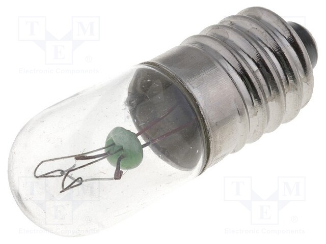 Filament lamp: miniature; E10; 12VDC; 100mA; Bulb: cylindrical
