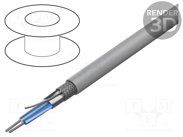 Wire; RS485; 1x2x24AWG; stranded; Cu; PVC; grey; 152m; CPR: Eca; 300V