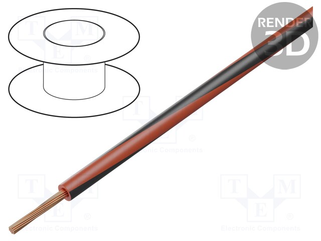 Wire; LgY; stranded; Cu; 1.5mm2; red-black; PVC; 300/500V; 100m