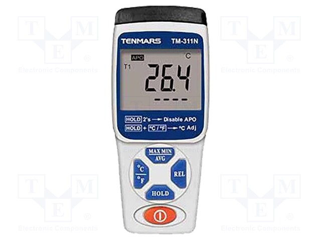Meter: temperature; LCD 4 digits (9999); Sampling: 1x/s