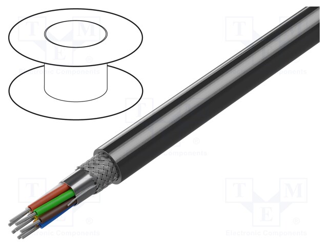 Wire; RS232,RS423; 9x24AWG; stranded; Cu; PVC; grey; 152m; CPR: Eca