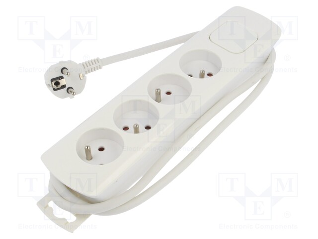 Plug socket strip: protective; Sockets: 4; 230VAC; 10A; 1.4m