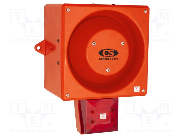 Signaller: lighting-sound; 24VDC; siren,flashing light; LED; red