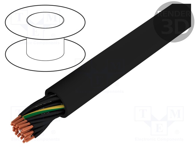 Wire; stranded; Cu; JZ-500-BK; 25G0,5mm2; unshielded; black; PVC