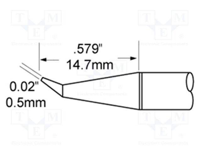 Tip; bent conical; 0.5mm; 366°C; for soldering station